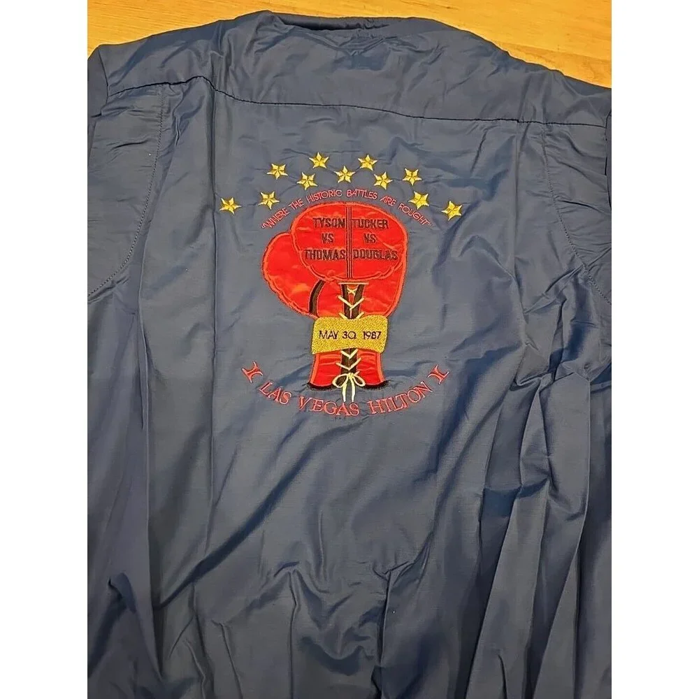 1987 Mike Tyson Las Vegas Thomas Boxing Deadstock Jacket SATIN Gloves VINTAGE XL - Picture 8 of 11